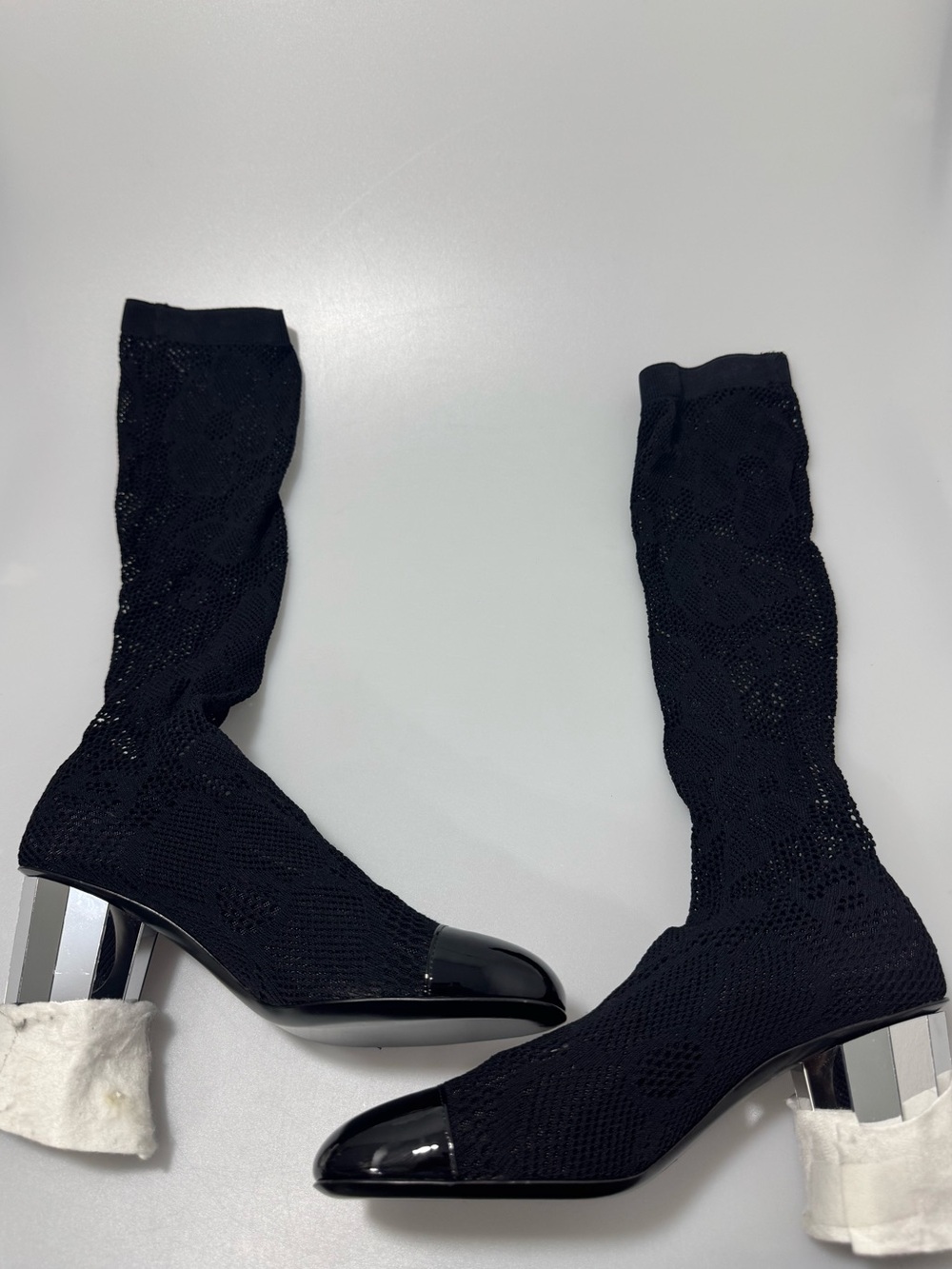 Chanel Mesh Sock Boots Black Women’s EU 38/US 8